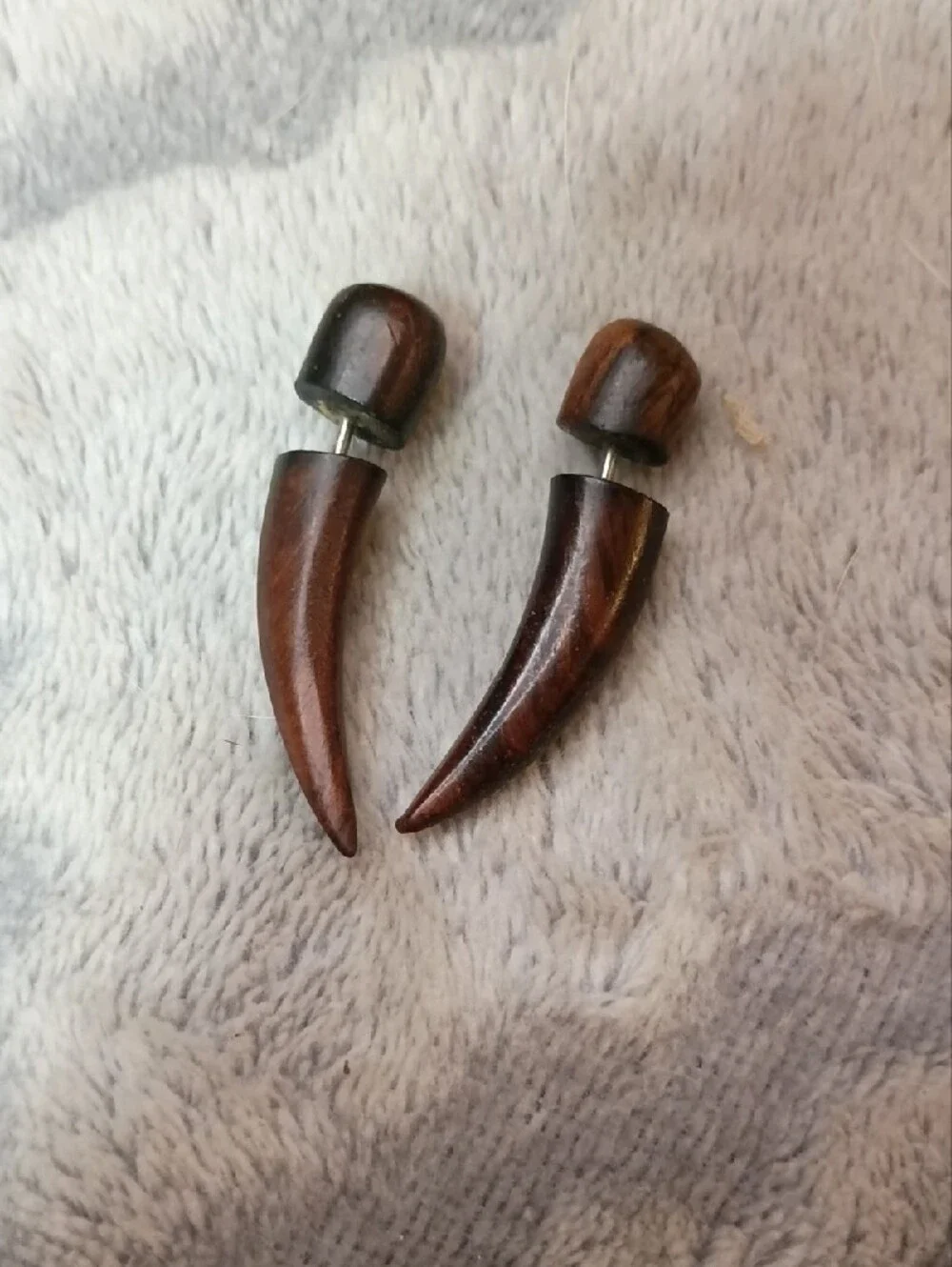 Earth Accessories Organic Wood And Surgical Steel Curved Spike Earrings